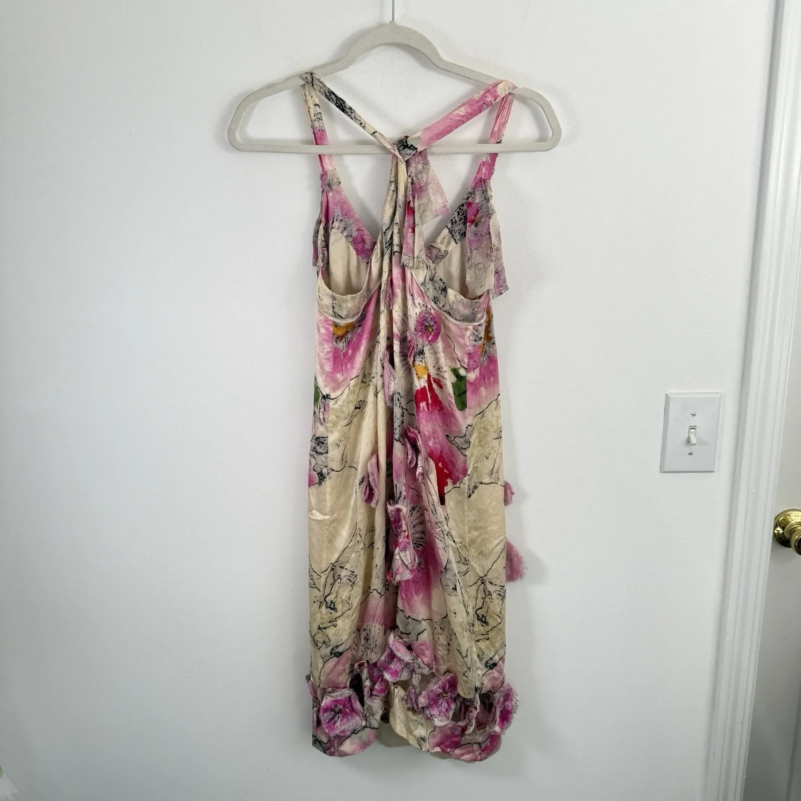 Diane von Furstenberg 100% Silk Floral Y2K Dress Fairy Whimsical Womens 8 - Image 7
