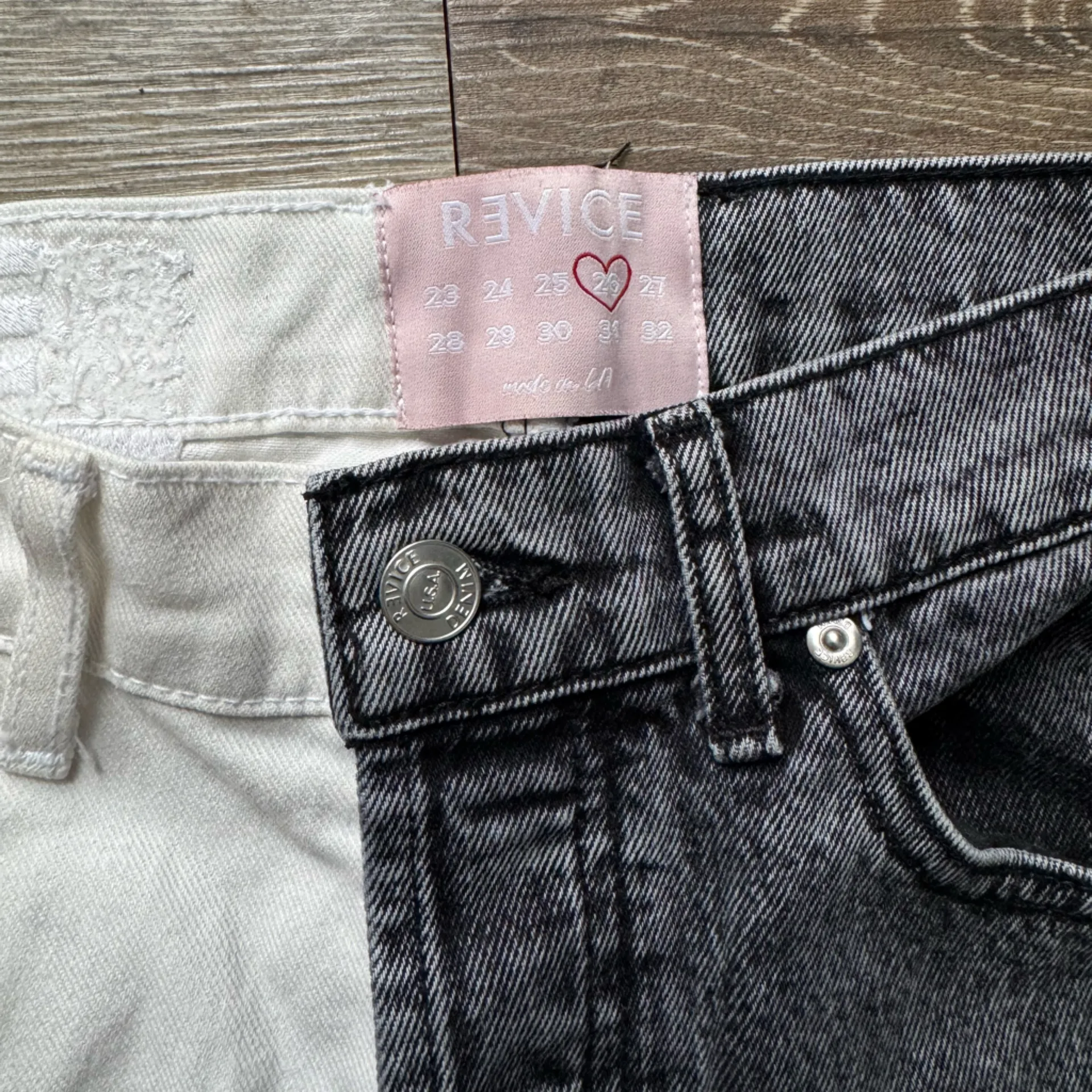 Revice Denim  Two-Tone Black and White Jeans 25 - Image 2