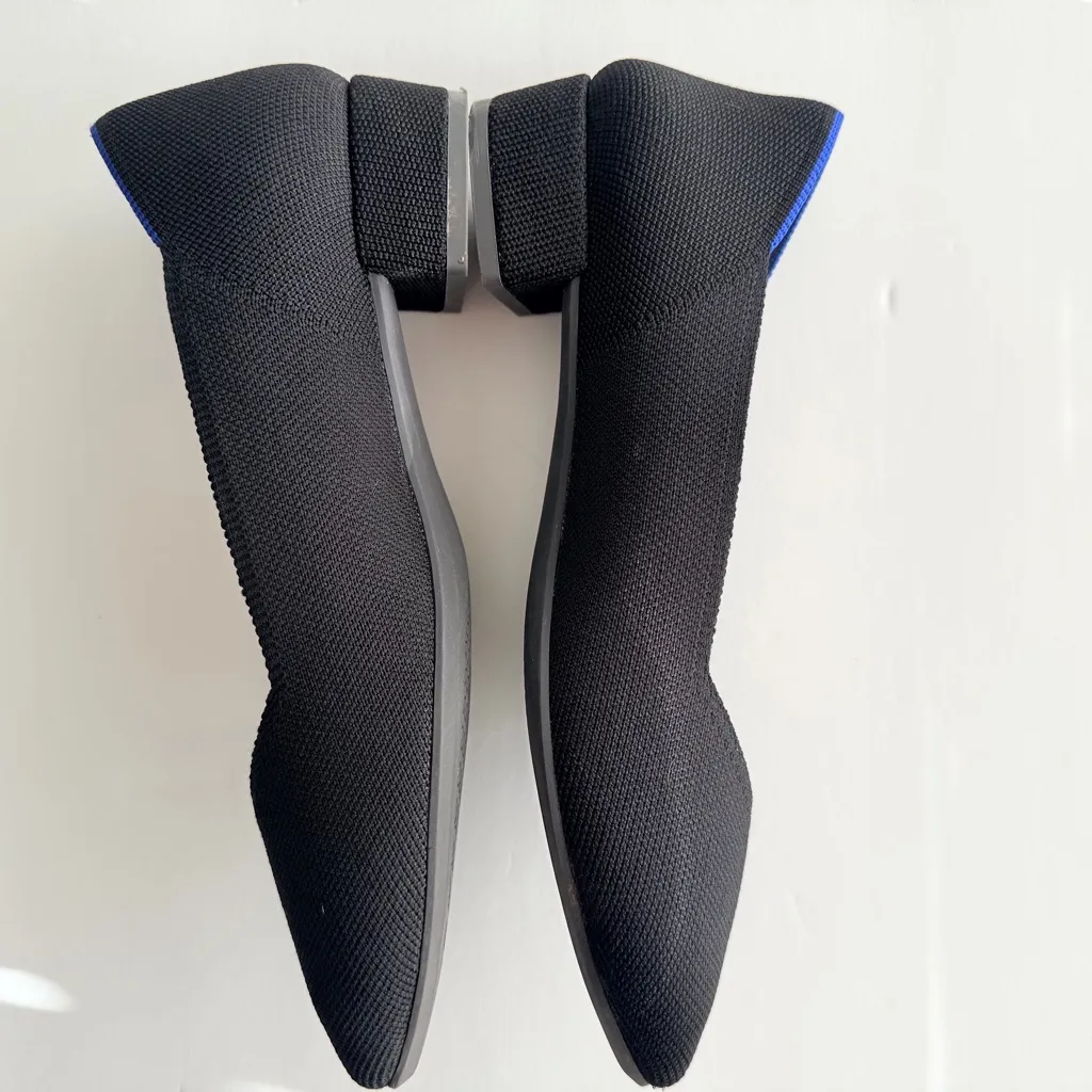 Rothy's The High Point Black Flats Size 7.5 Low Heel Point Toe Comfort Non-Slip - Image 4