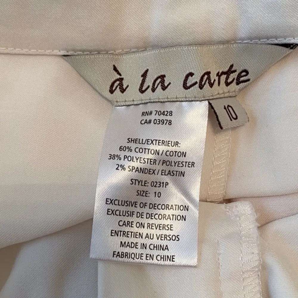 A LA CARTE WOMEN’S WHITE COTTON/SPANDEX PANTS SZ 10 - Image 6