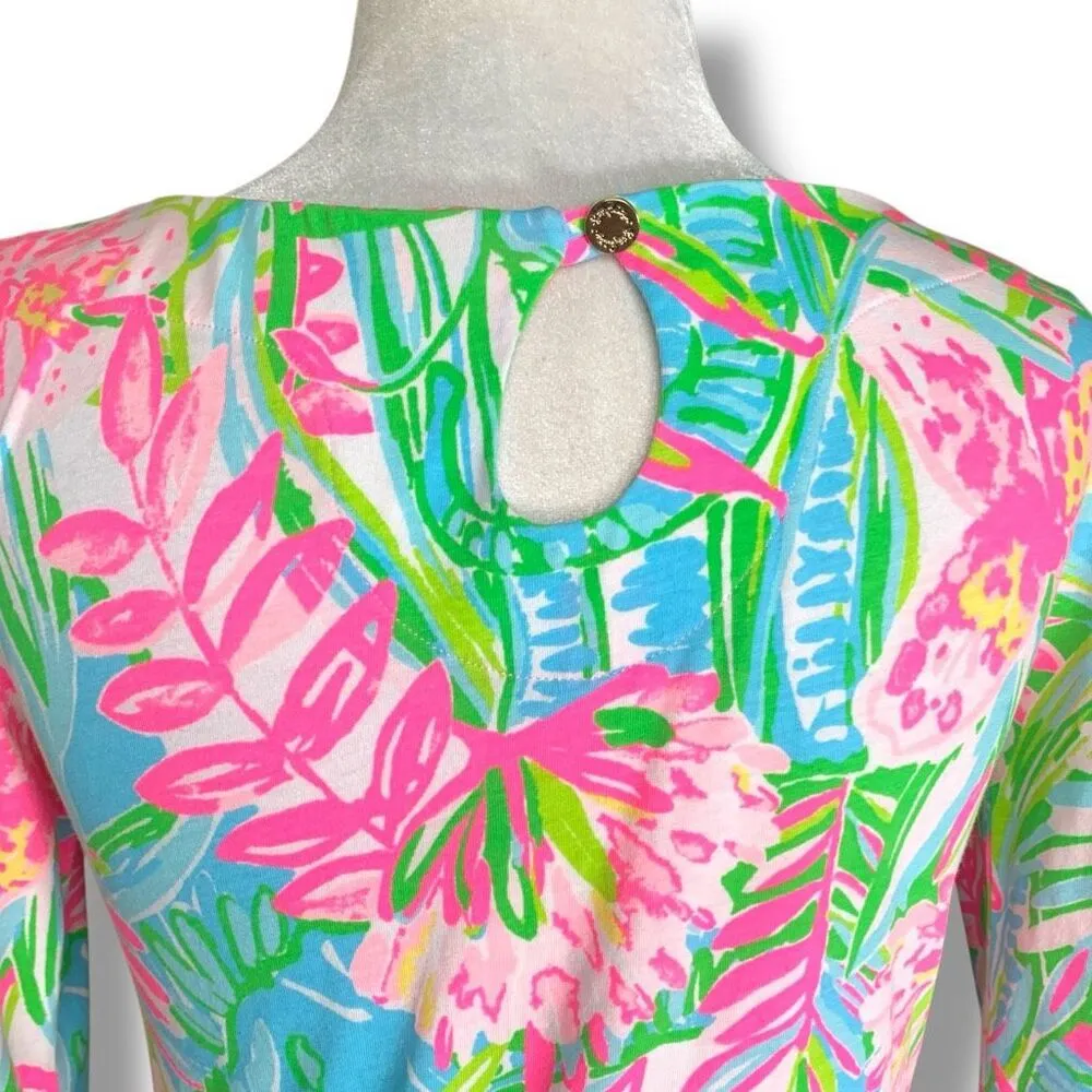 Lilly Pulitzer Waverly Top Pop Up Lilly Of The Jungle Pink Open Keyhole XXS - Image 6