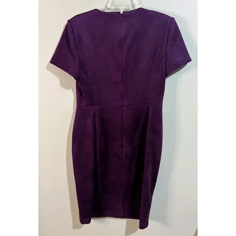 Calvin Klein Eggplant Faux Suede Short Sleeve Sheath Dress Size 12 NWOT - Image 6