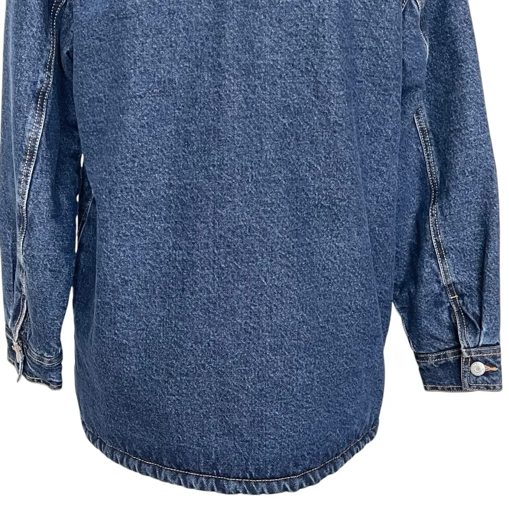 Old Navy Sherpa Denim Utility Jacket Shacket Women’s Size S Blue Heavyweight - Image 9