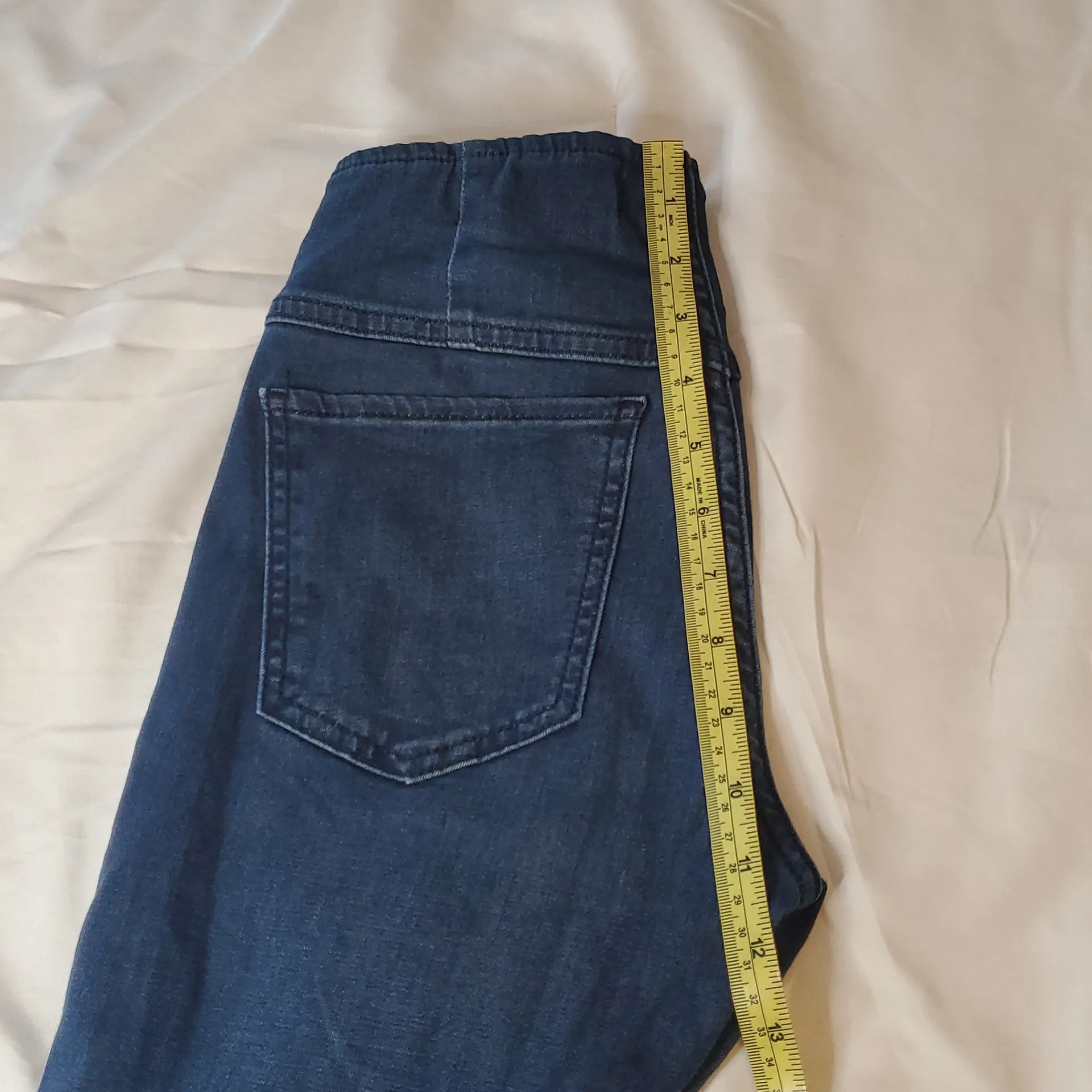 Free People Jeans Penny Pull On Flare Dark Wash Bell Bottoms Elastic Waist Size:W26R - Image 13