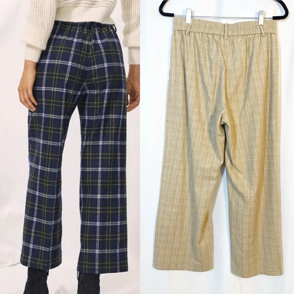 Wilfred X Aritzia Joli Easy Pants Trousers Wool Cashmere Plaid Straight Wide Leg - Image 3