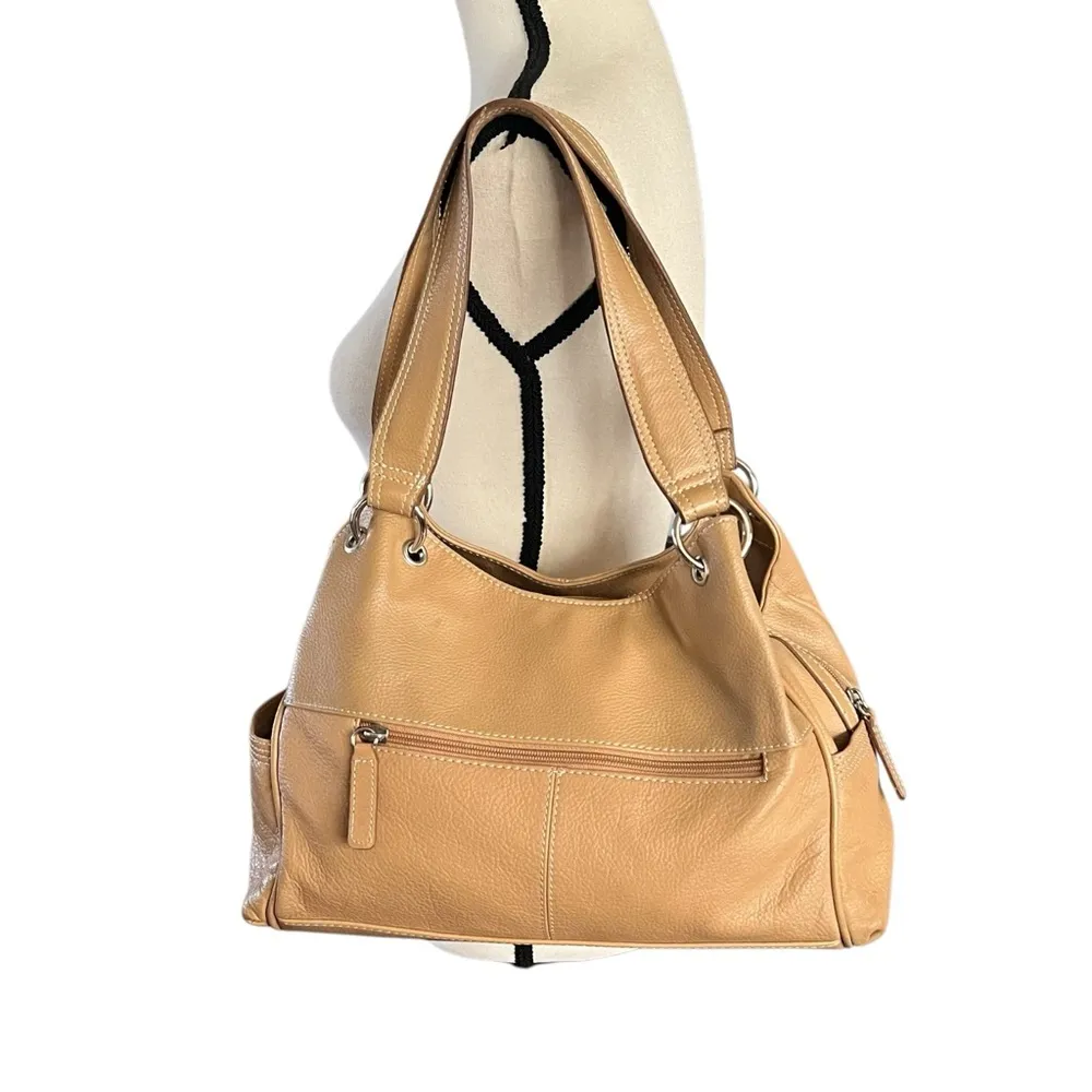 St.Johns Genuine Leather Satchel Double Handle Handbag. Tan - Image 2