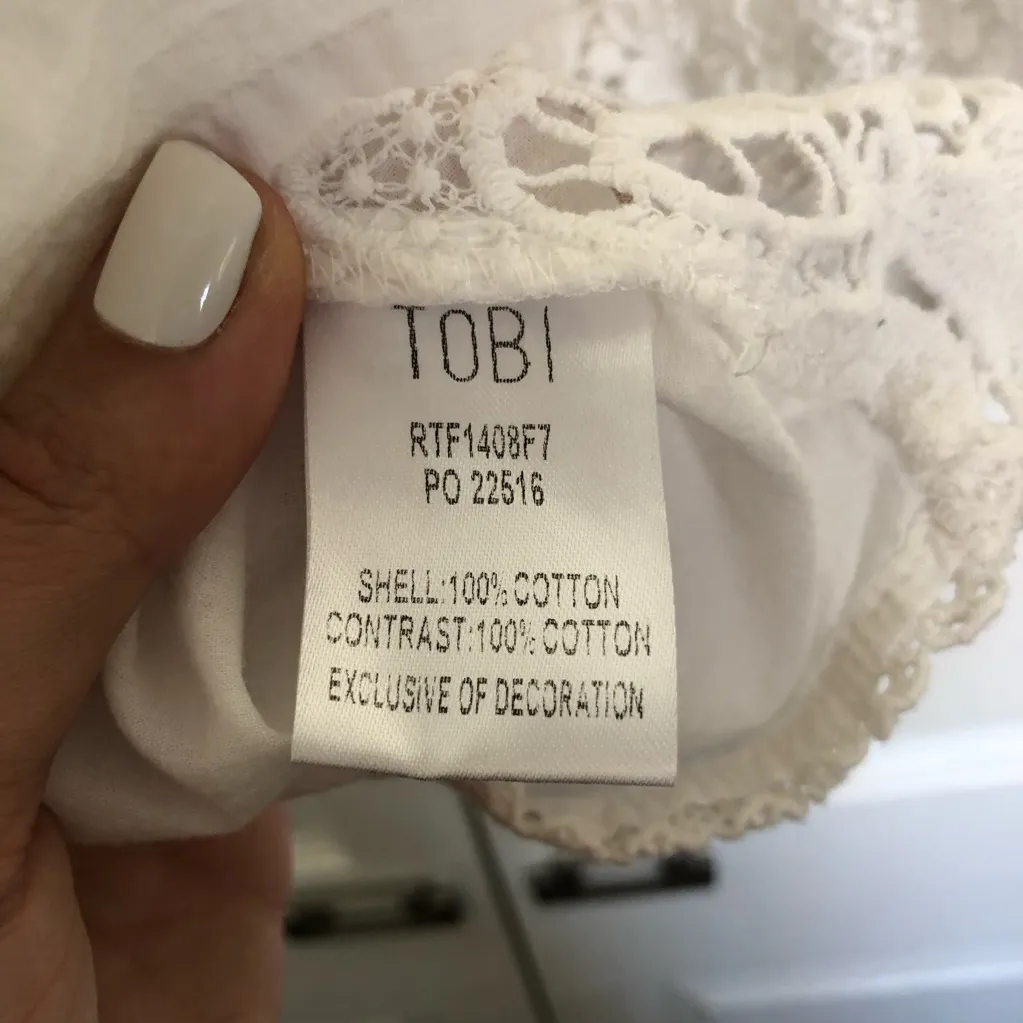 White TOBI Crochet Halter Open Back Crop Top Size M - Image 7