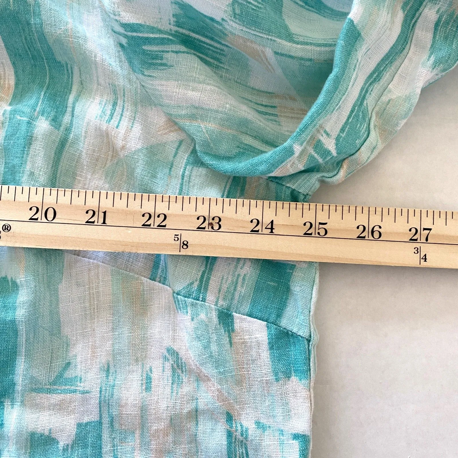 JM Collection Linen Blend Button Up 3/4 Sleeve Shirt Lace Trim Feminine Style 20 Green Size 20W - Image 5