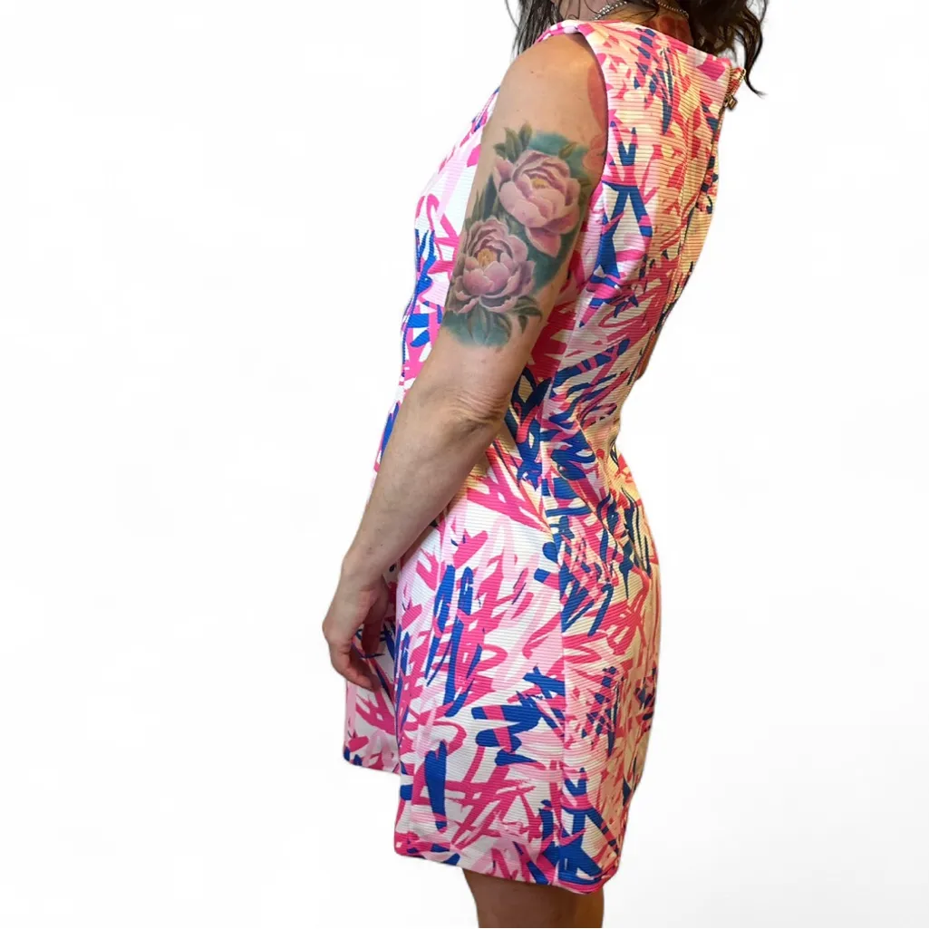 Just Taylor A Line Sleeveless Crochet Detail Pink Blue Dress 6 - Image 2