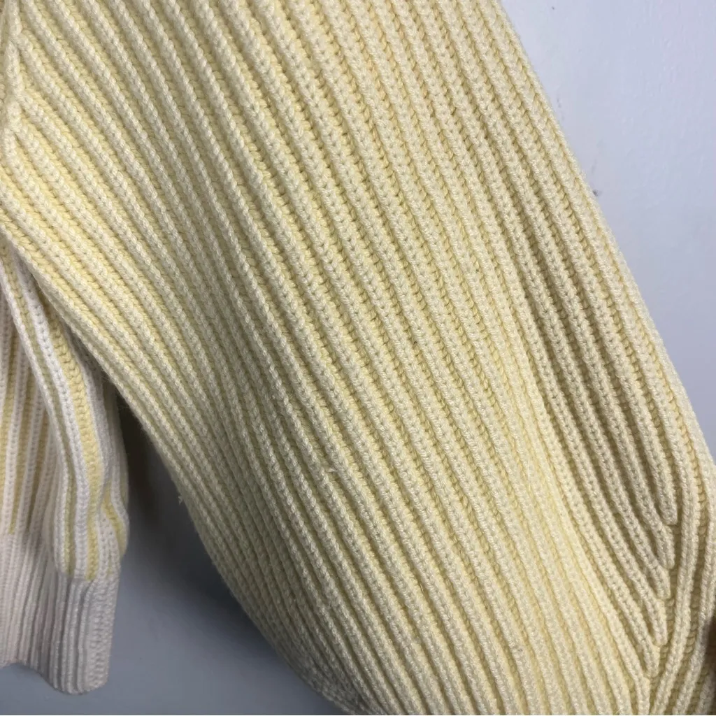 Naadam Fisherman Colorblock Cardigan yellow cream wool cashmere size large - Image 8