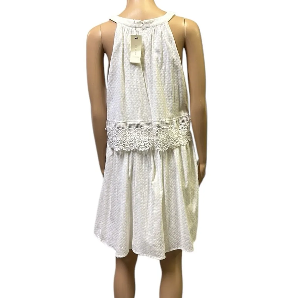 Skies Are Blue Creamy White Lace Sleeveless Zip Back Mini Dress Womens Large - Image 4