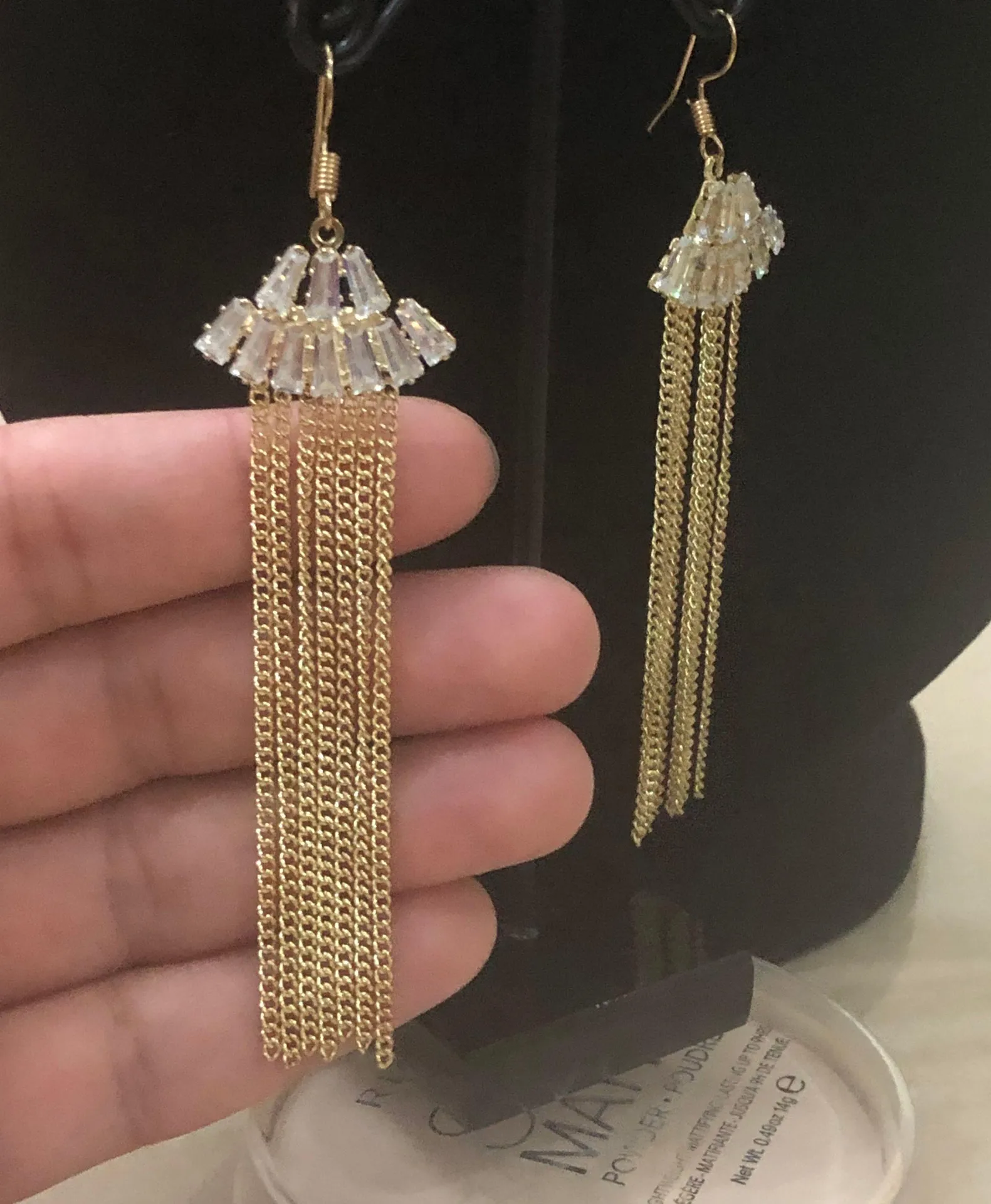 Golden Dangling Earrings Gold - Image 3