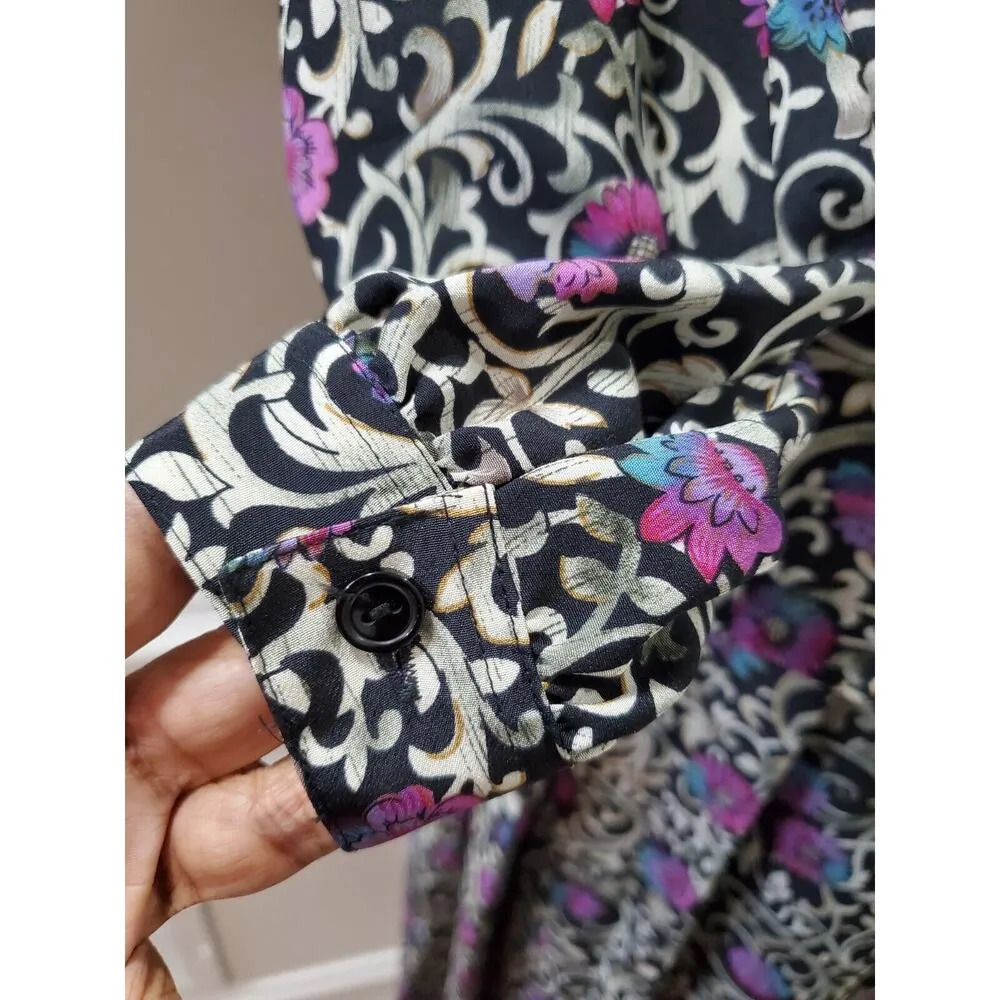 Vintage Fox Croft Floral Polyester Long Sleeve Blazer & Skirt 2 Pc's Suit Size 4 - Image 6