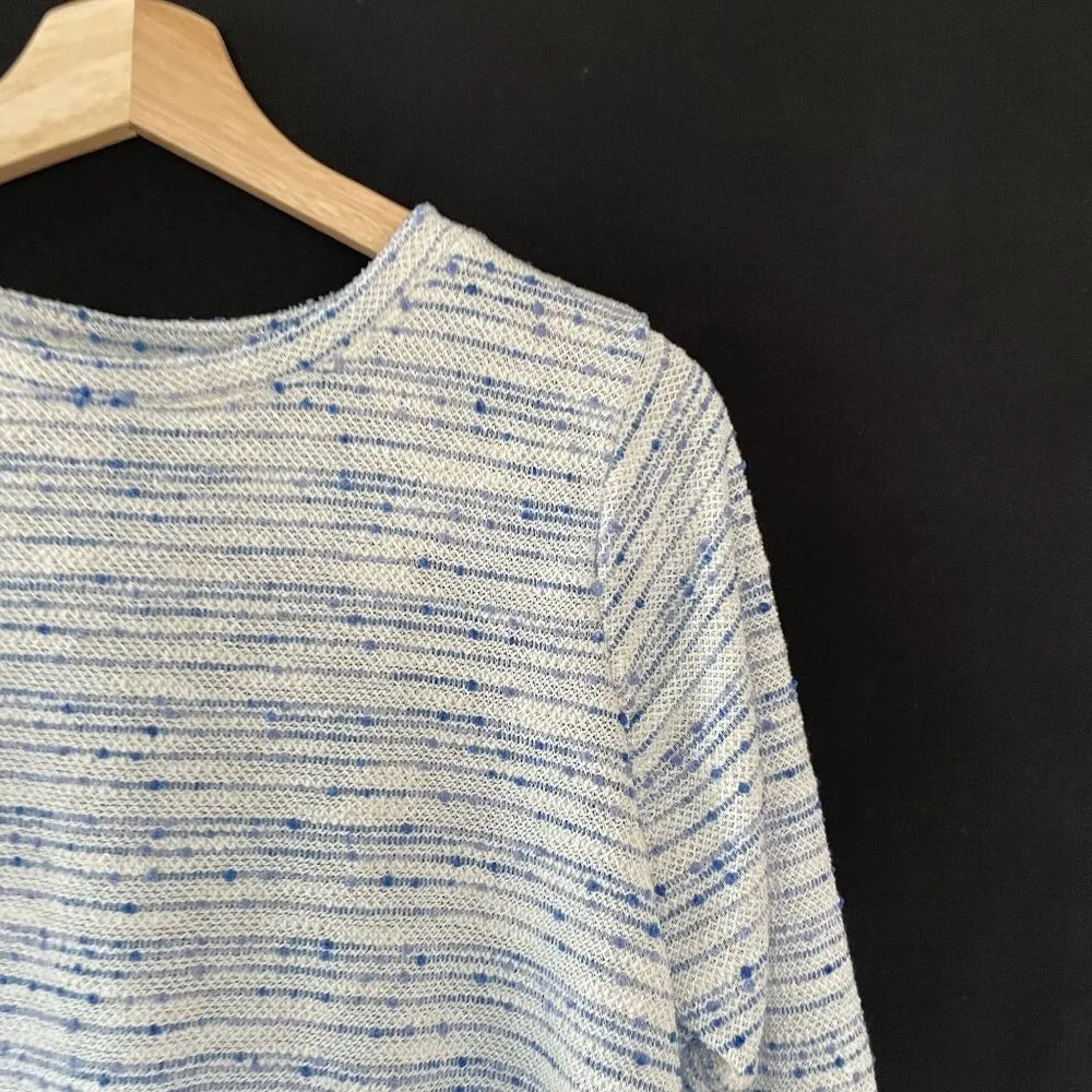 LOFT blue and white knit crewneck sweater women's size small casual comfortable - Image 2