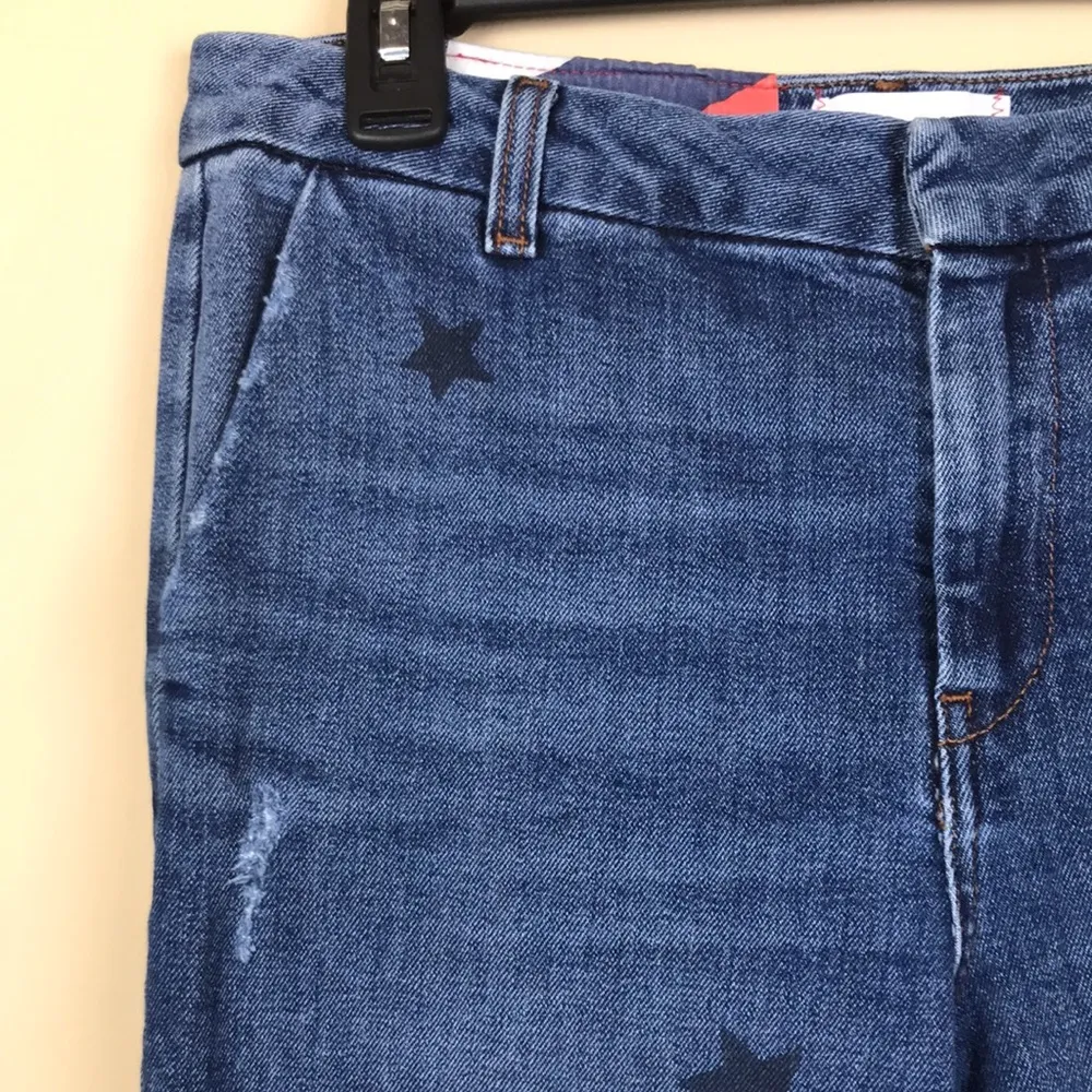 Sundry Women’s Le Soleil Star Print “LOVE” Embroidered Distressed Ankle Jeans - Image 5