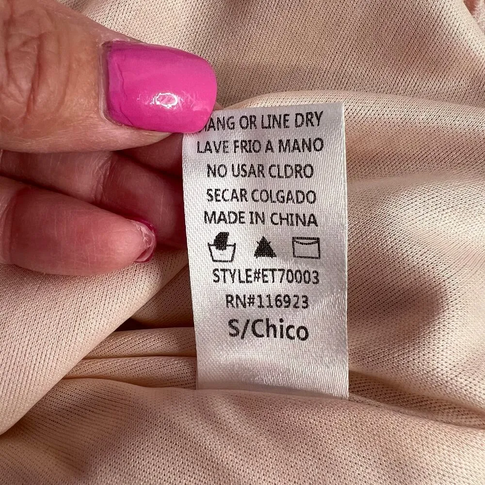 Easel Leopard Animal Print Blouse Peach Semi Sheer Velour V-Neck NWT Boho Glam S - Image 10