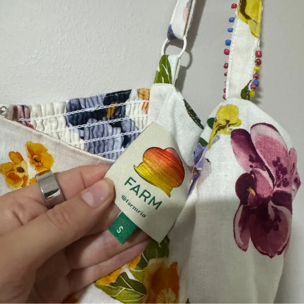 Farm Rio Off-White Greek Garden Tiered Maxi Dress Size Small - Image 5