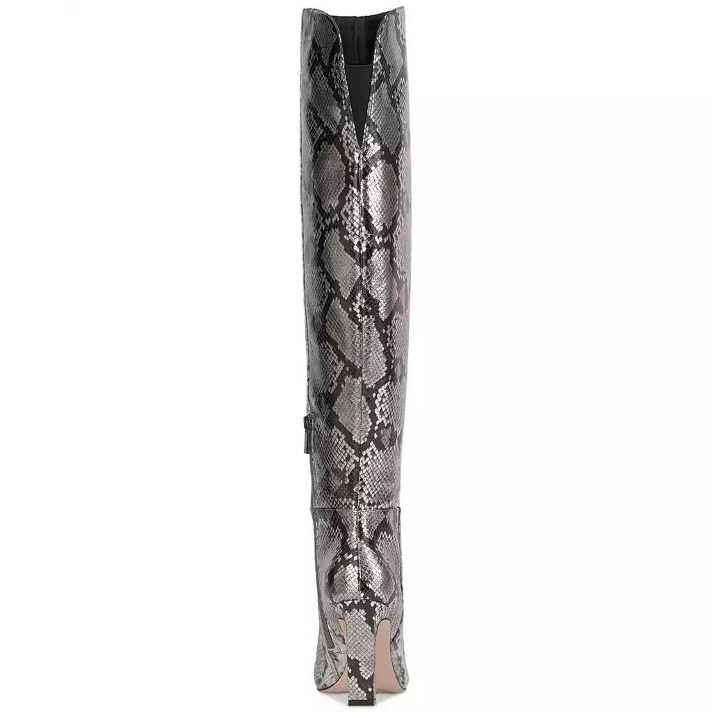 NEW Jessica Simpson Women's Mistia Over-The-Knee Boots In  Chrome Snake - Image 8