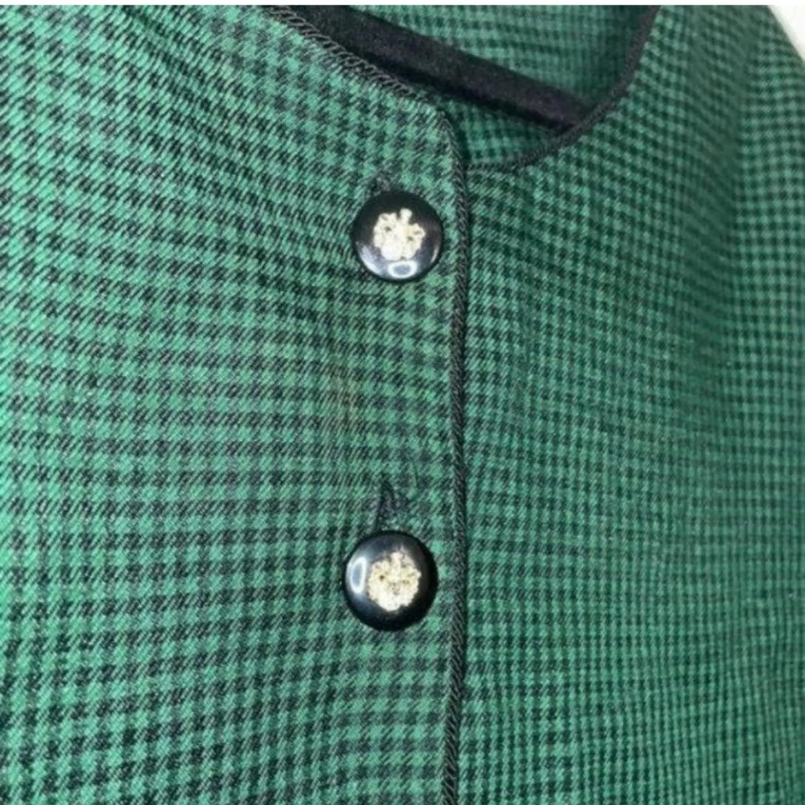 Vintage Lady Dorby Green Houndstooth Button Up Blazer Jacket Size undefined - Image 3