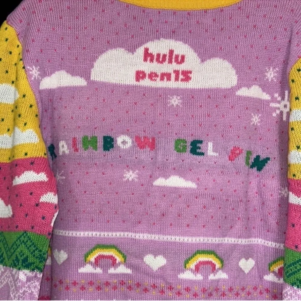 Hulu Multi colored Pink and White Sweater (Size XXL) Pink - Image 4