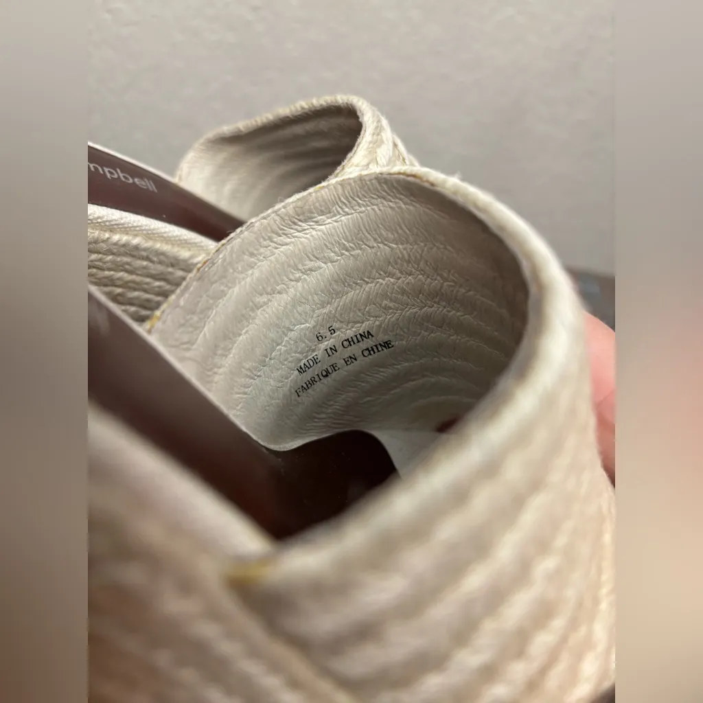 Jeffrey Campbell Sulky Slide Sandal Heel Beige Raffia Size 6.5 - Image 8