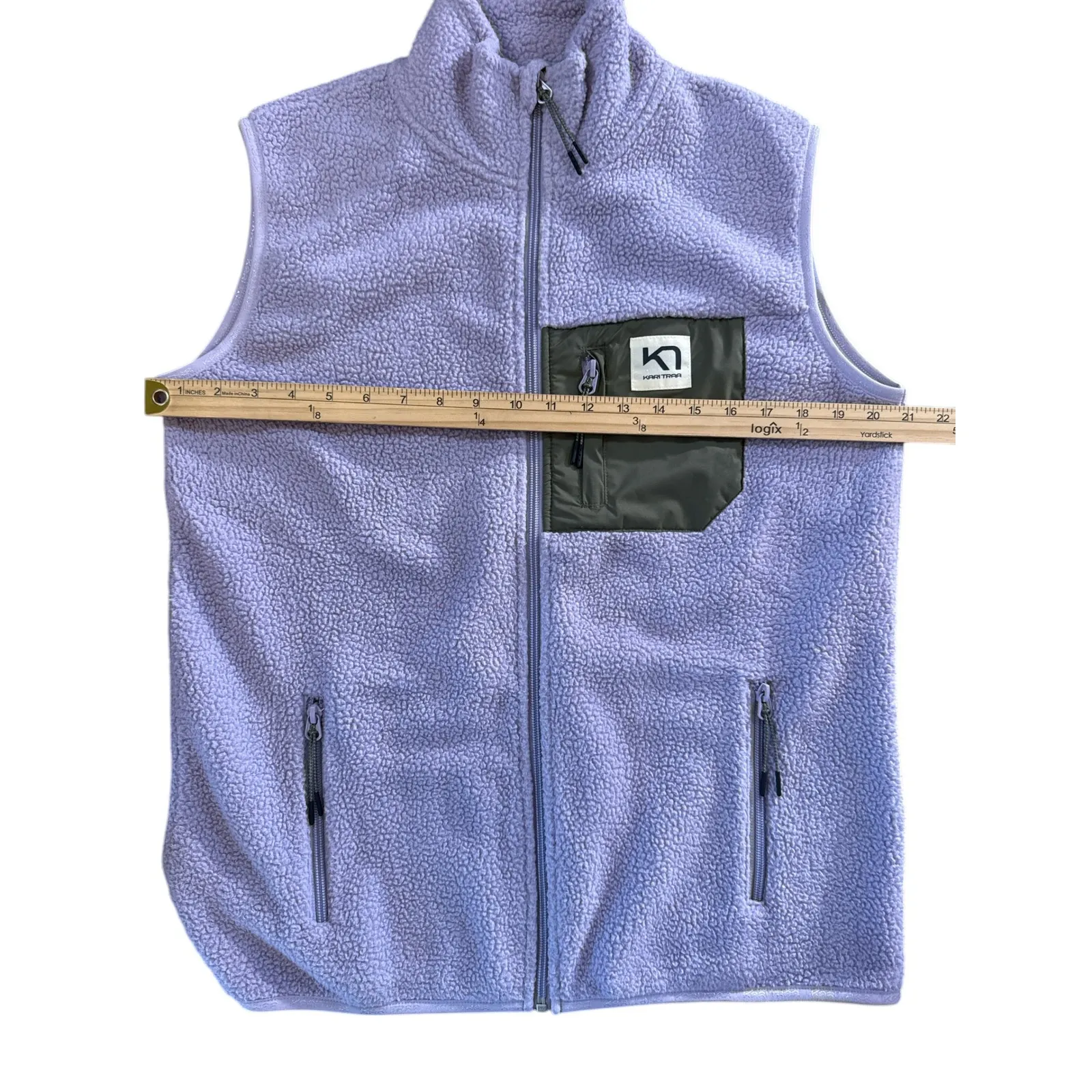 Kari Traa Women's Purple Fleece Vest Full Zip Mock Neck Pockets Size L Size L - Image 3
