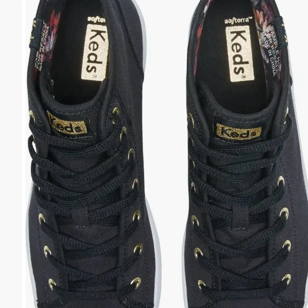 Women’s Keds Black Kickstarter high top Sneakers floral interior size 9 - Image 7