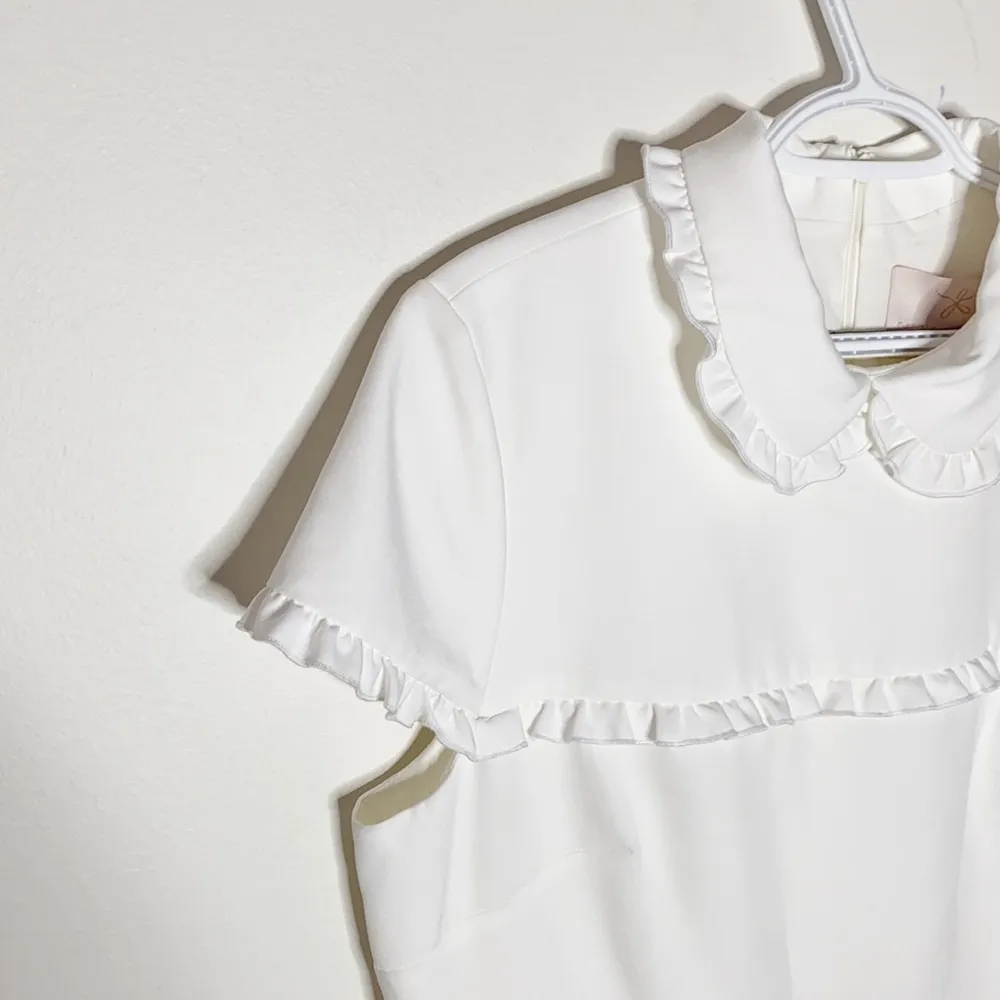 Gal meets glam white Emma ruffled mini dress sz 16 - Image 6