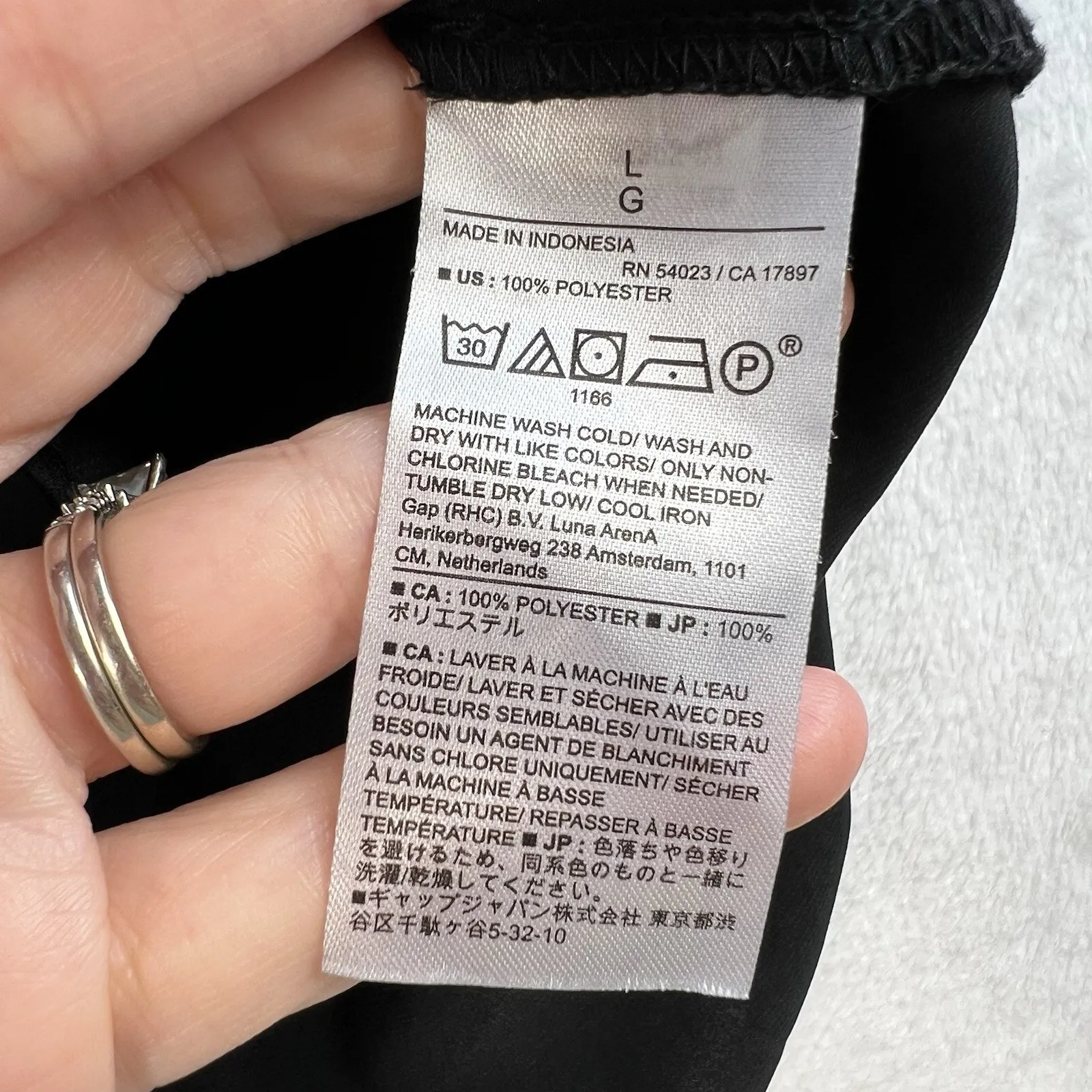 Banana Republic L Large Long Sleeve Pleat Cuff Black Button Up Tie Front Blouse - Image 7