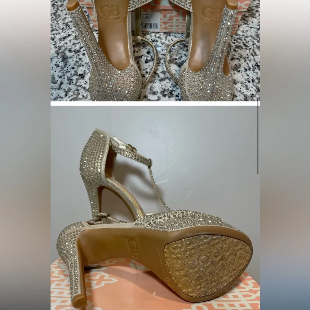 Gianni Bini Sparkling Rhinestone Tan Heels ‘bright night’ women 9.5 - Image 8
