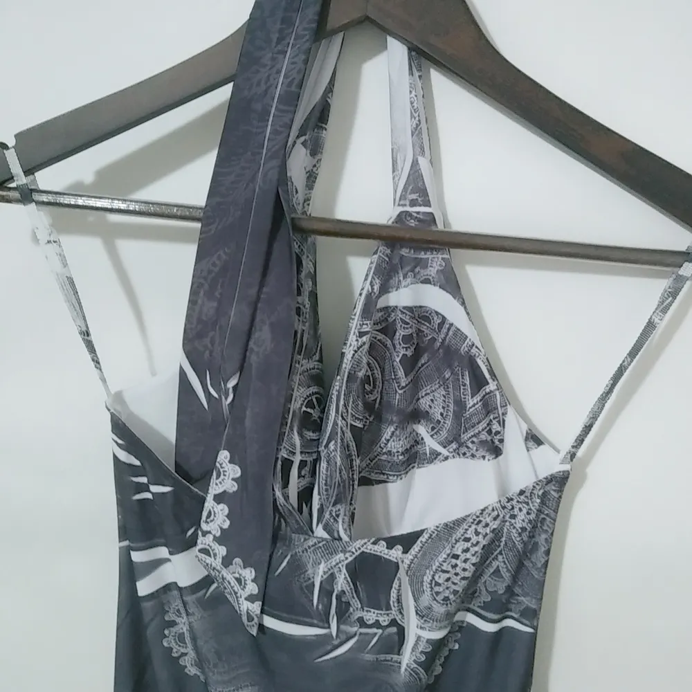 Dots S Gray Swirl Athletic Halter Dress - Image 4