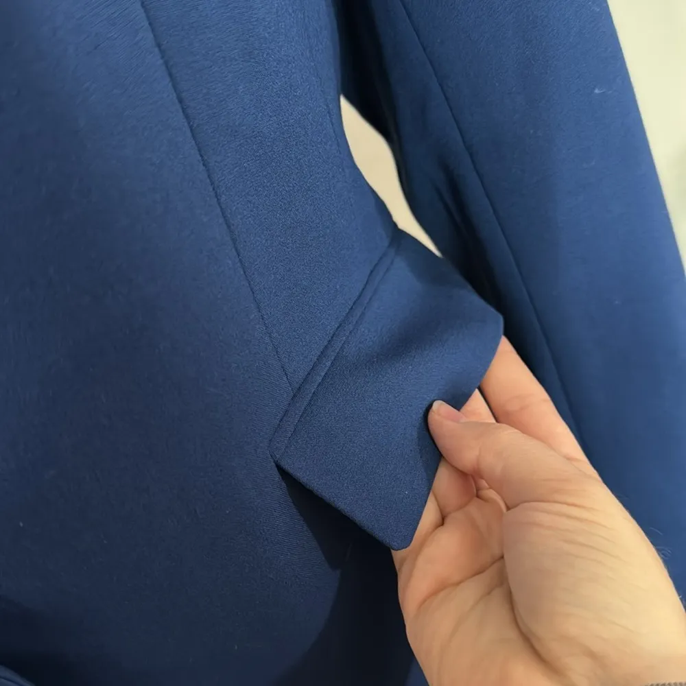 Bar III Solid Blue Notched Lapel One Button Blazer Jacket Size 10 - Image 10