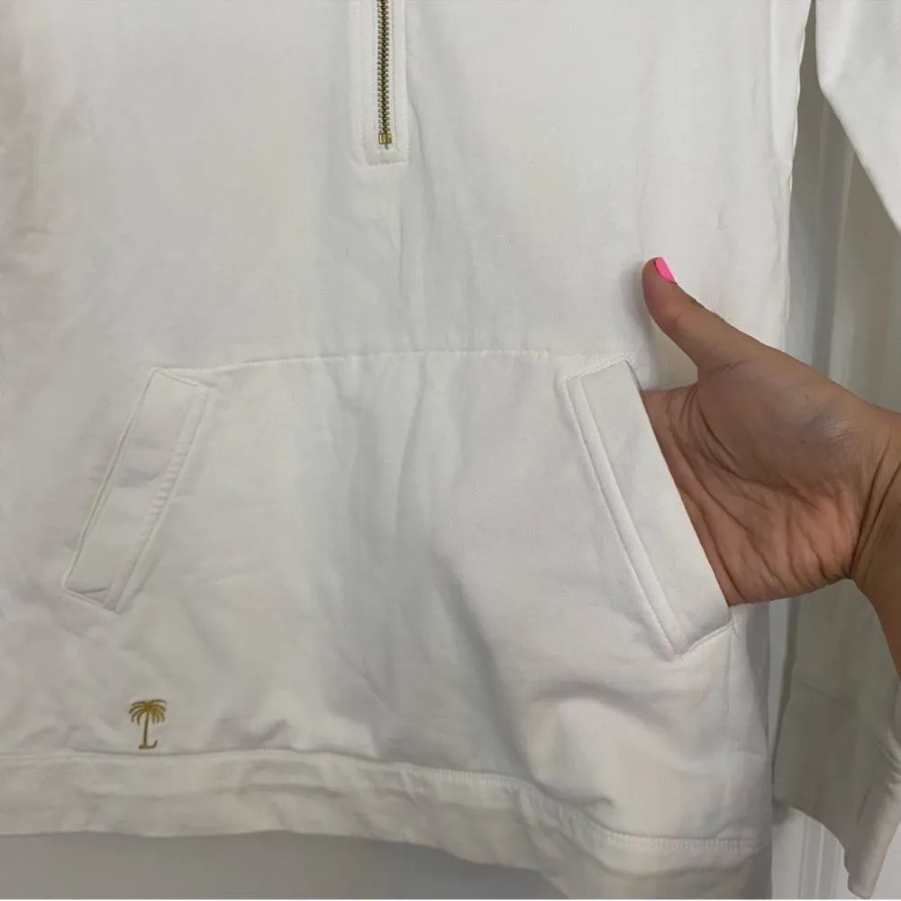 Lilly Pulitzer Skipper White Solid Popover XXS Palm Tree Half Zip Pullover - Image 8