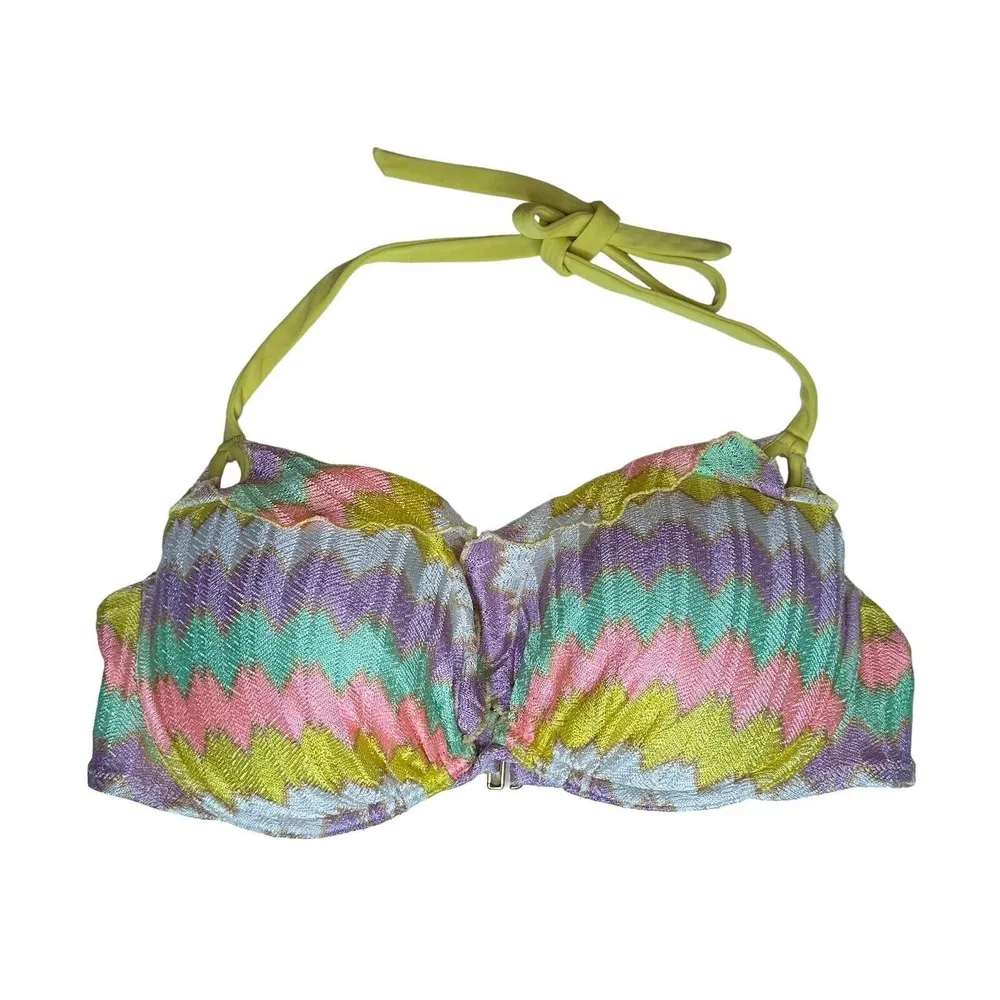 Womens Victorias Secret Zig Zag Chevron Print Knit Push Up Bikini Top Size 36D - Image 7