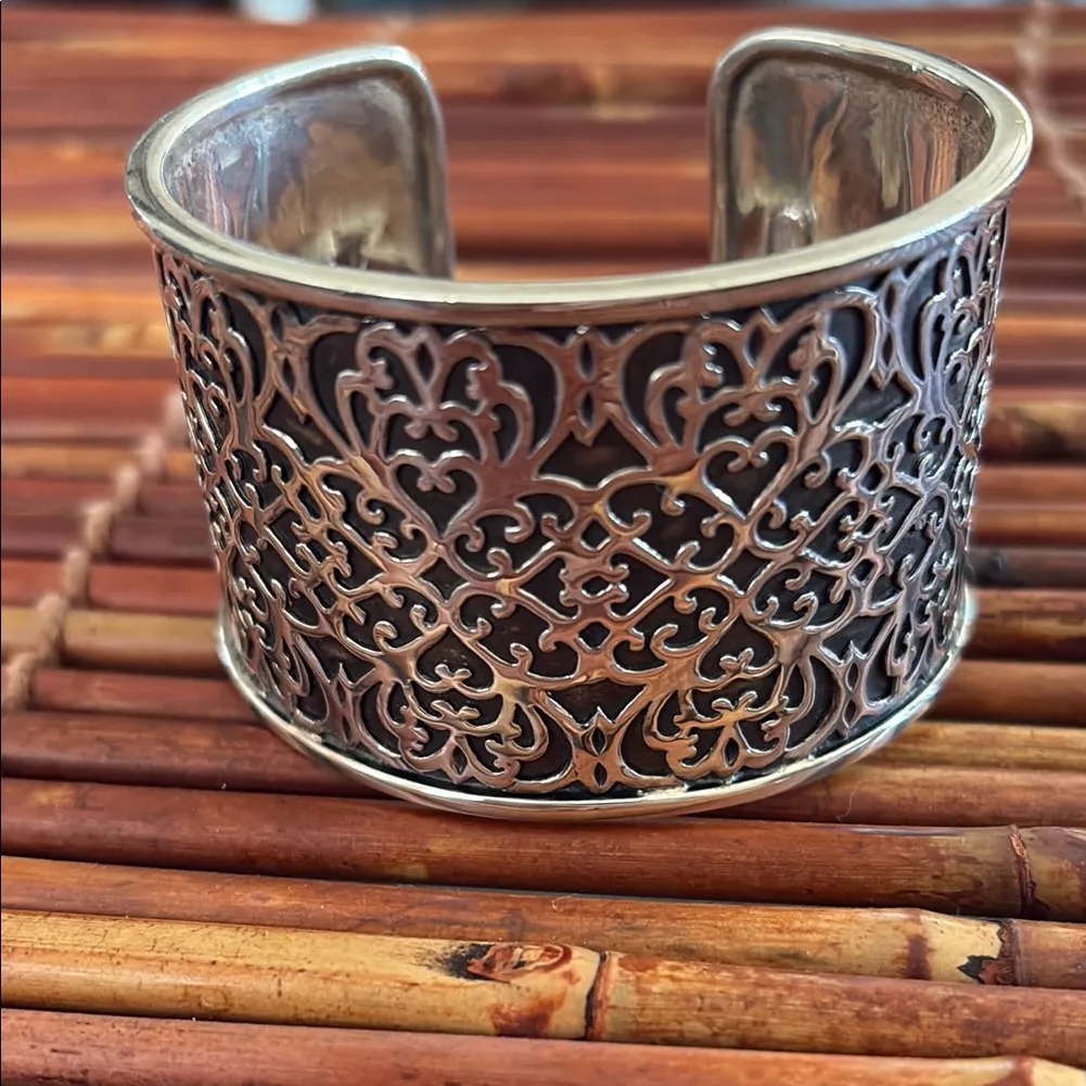 Silpada Sterling Silver Solid Filigree Cuff Bracelet .925 Vintage - Image 4