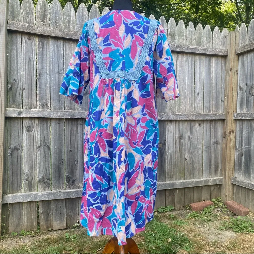 Downeast Tropical Flower Mumu Peasant Dress - Image 2