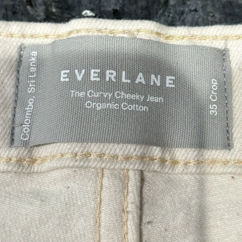 Everlane Cream Off-White Curvy Cheeky Organic‎ Jeans Denim Women's Size 35 Crop - Image 4