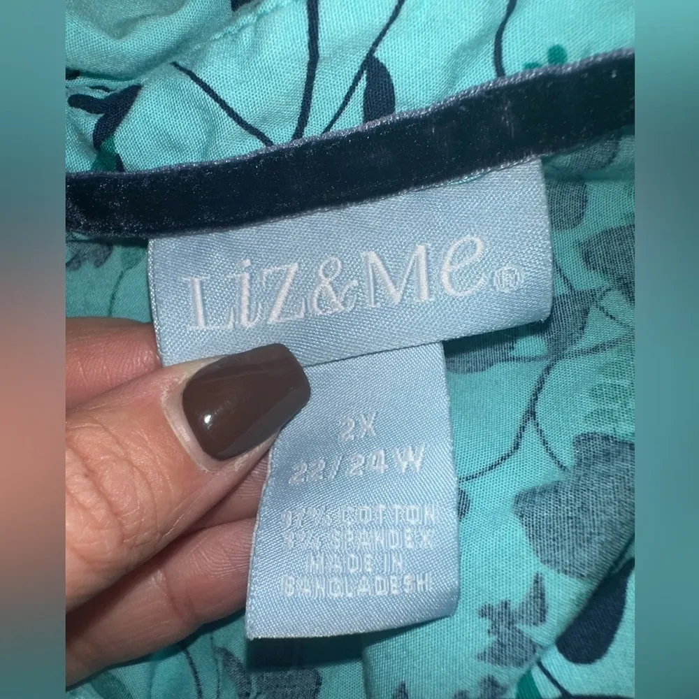 Liz&Me Turquoise Long Sleeve Button Down Shirt 2X Blue - Image 9