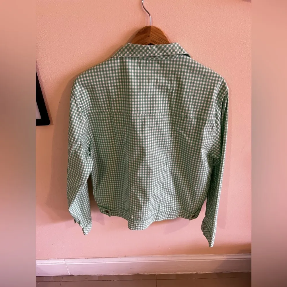 Marcia fully Button jacket size large green and white light weight 2 pockets Size M - Image 5