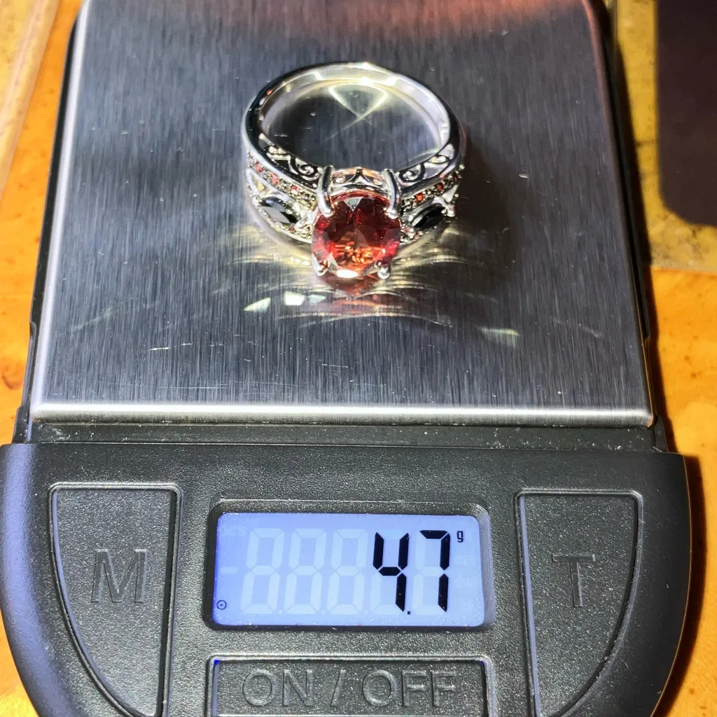 Red Labradorite Vermelho Red Garnet Sterling Silver Ring Size 10 - Image 10