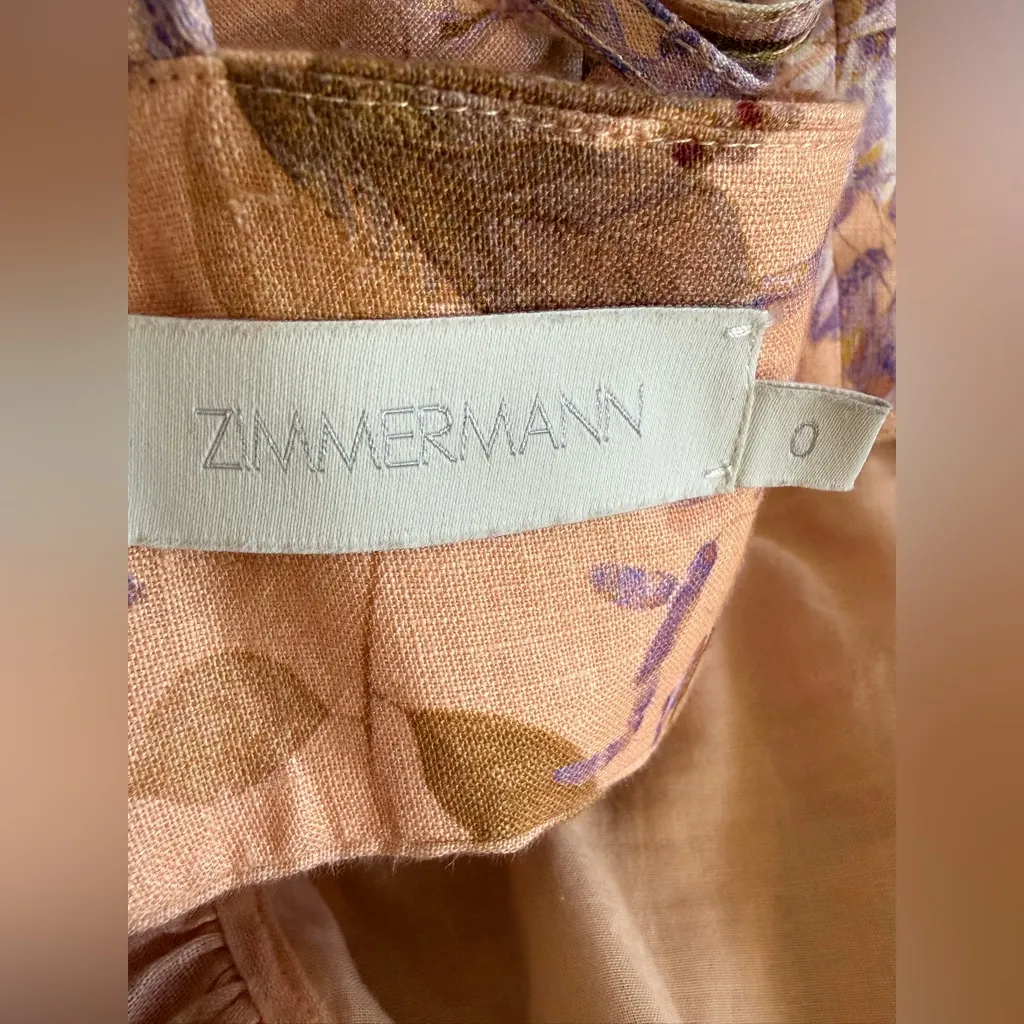 Zimmermann Rosa Bralette Linen Floral Midi Dress Lilac Wisteria AU0 US (2-4) - Image 10