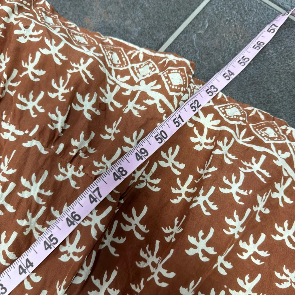 Natalie Martin Silk Palm Tree Print Short Sleeve Maxi Dress Brown Small S READ - Image 16