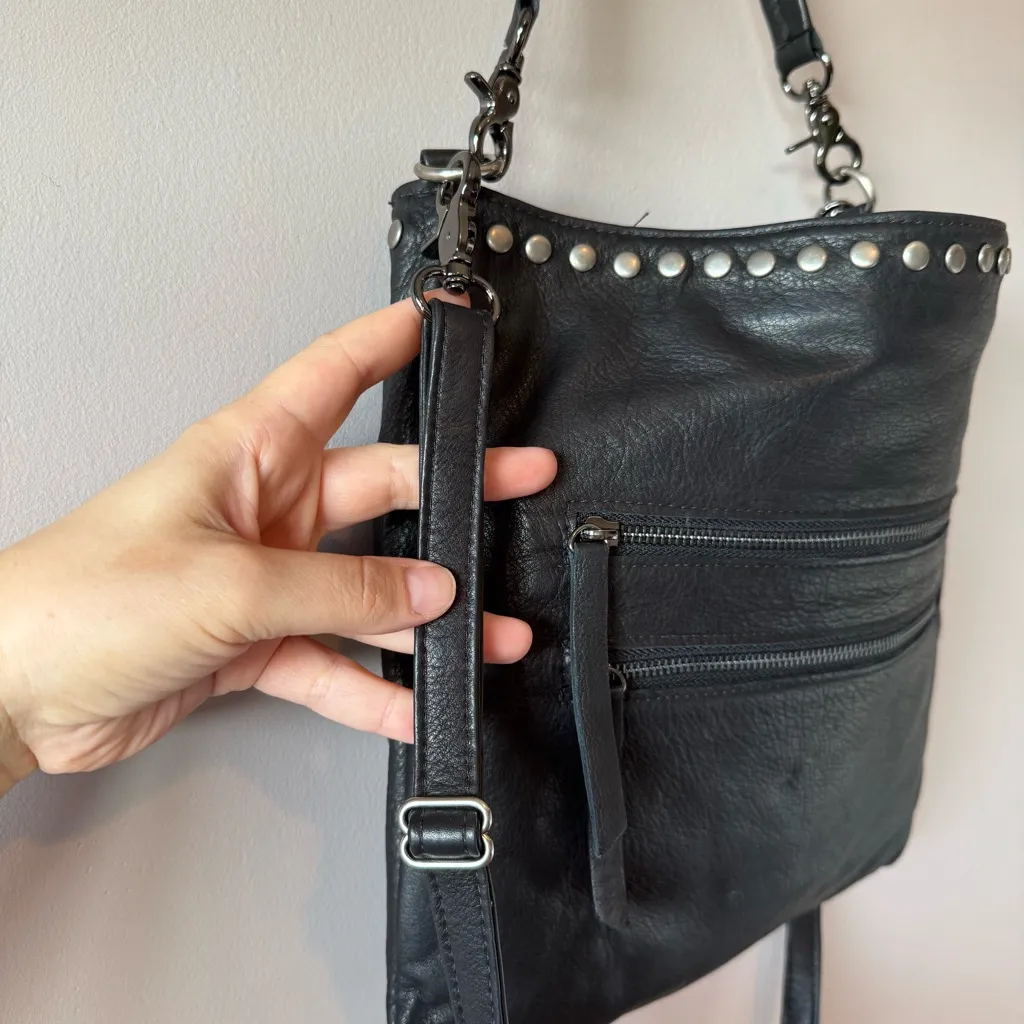 LAGGO Women’s‎ Black Textured Leather Studded Two Way Shoulder Crossbody Bag - Image 14