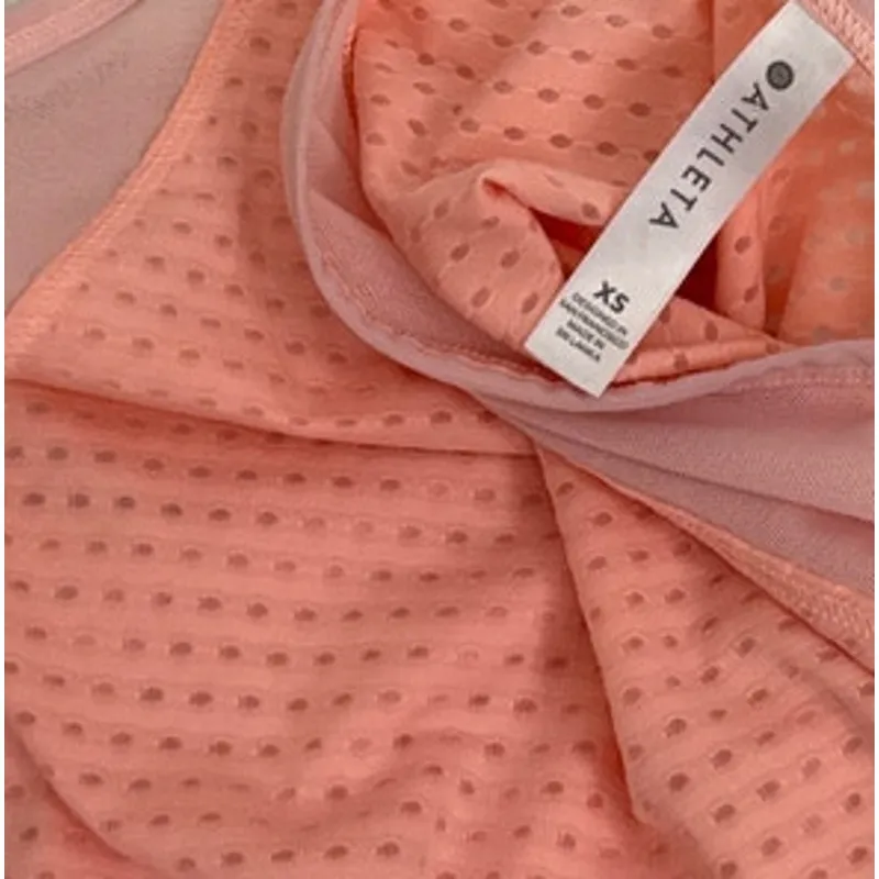 Athleta Chi Dot Mesh Train Racerback Athletic Active Peach Tank Top Size XS - Image 4