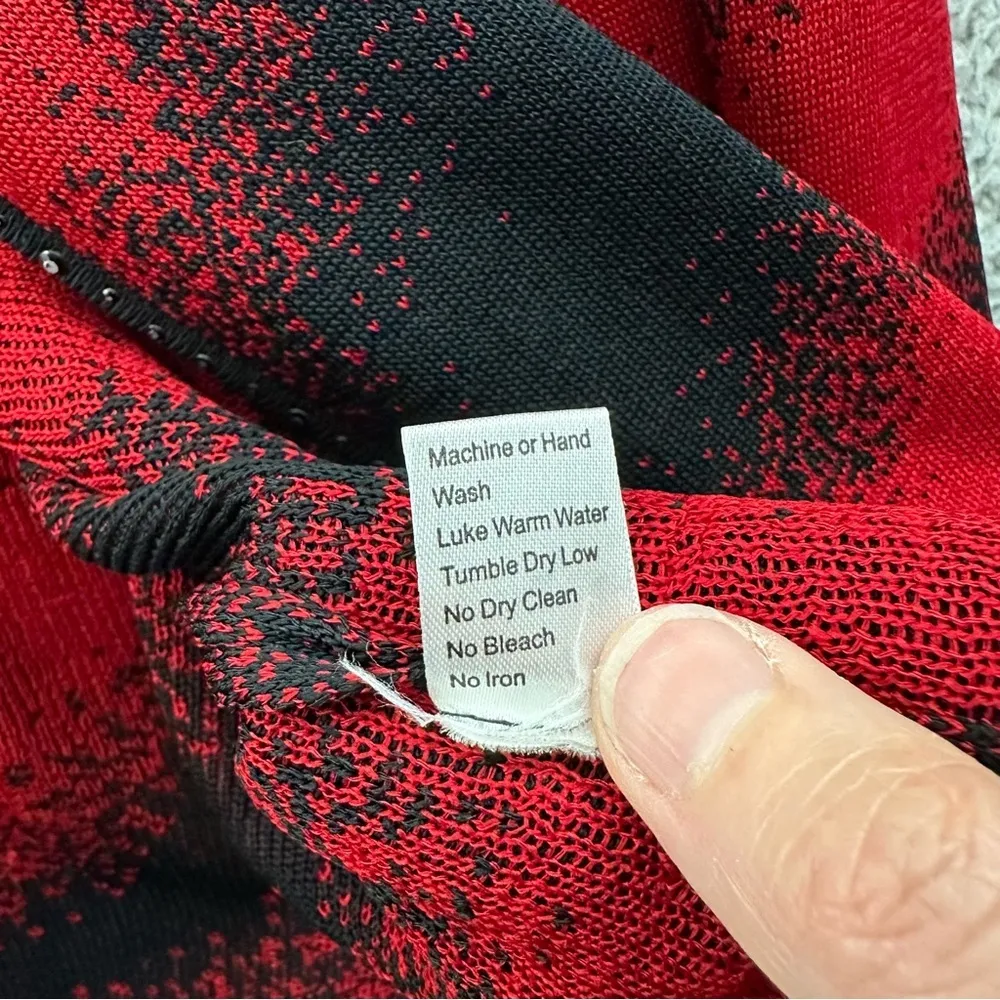 Ming Wang Long Sleeve Sweater Cardigan Collared Rhinestone Black Red Women's 3XL - Image 10