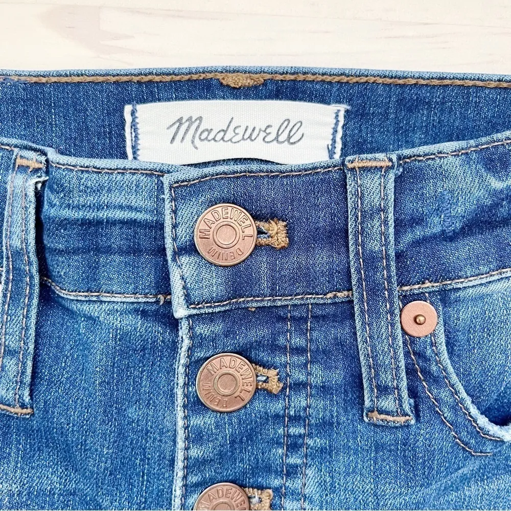 Madewell • 10" High-Rise Skinny Jeans Drop-Hem Edition Button Fly in Blue, Sz 24 - Image 4