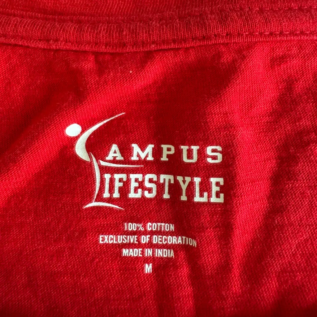 Wisconsin Badgers Red White Black Stripe Short Sleeve Women’s Tee Shirt Medium - Image 5