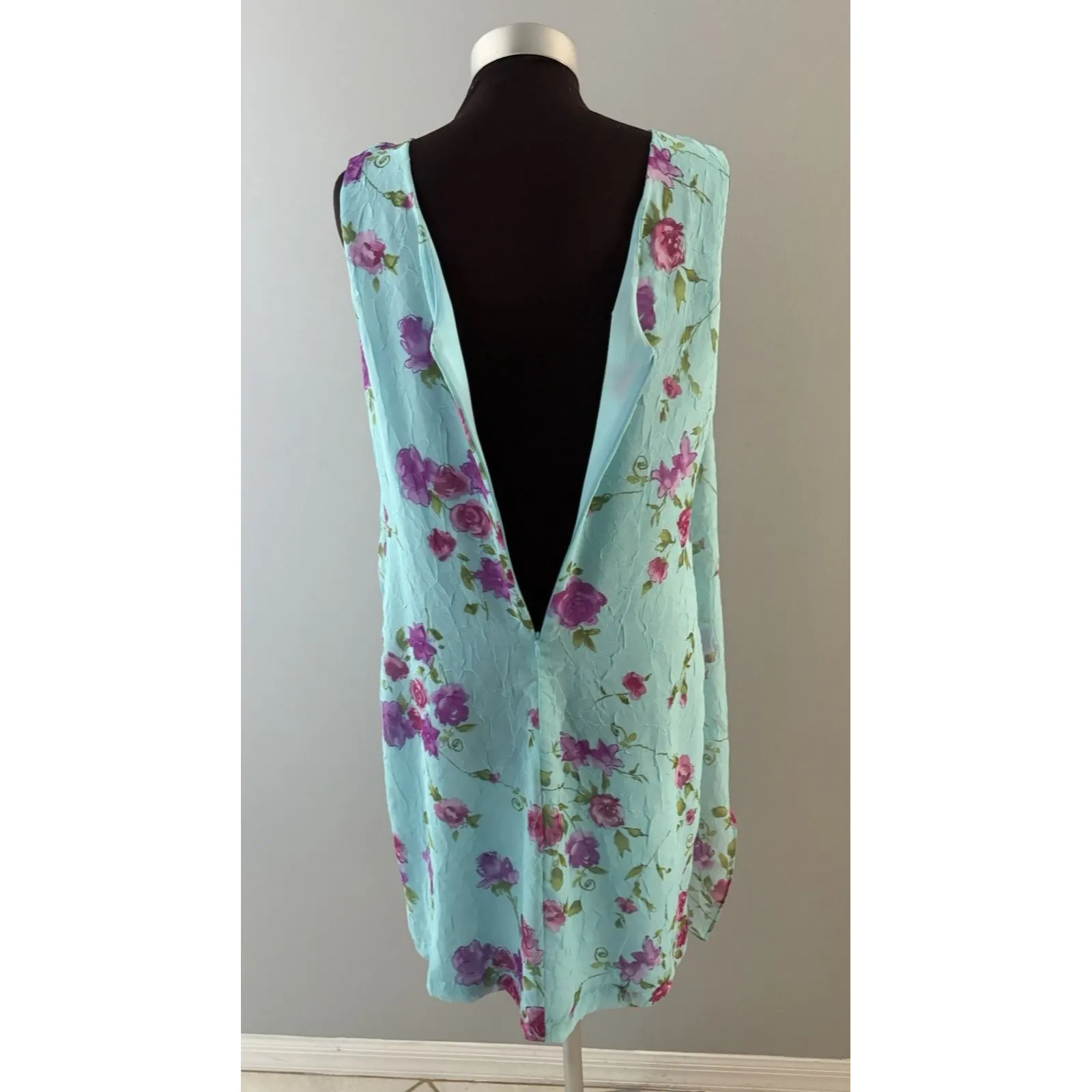 Vintage Barbara Lesser Y2K Dress M Blue Floral Fairy Cottagecore CuteGoth 90s* Size M - Image 5