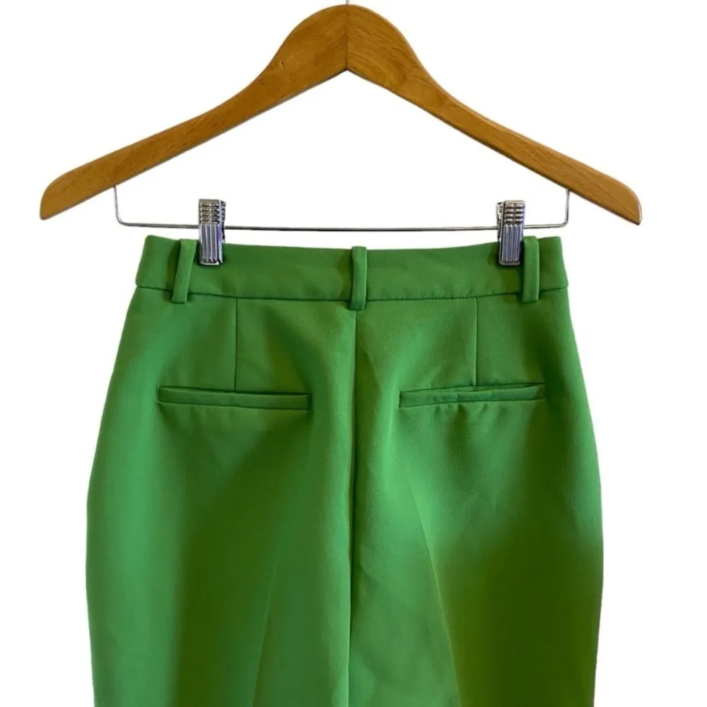 Zara High Rise Straight Leg Pleated Trousers In Apple Green - Image 6