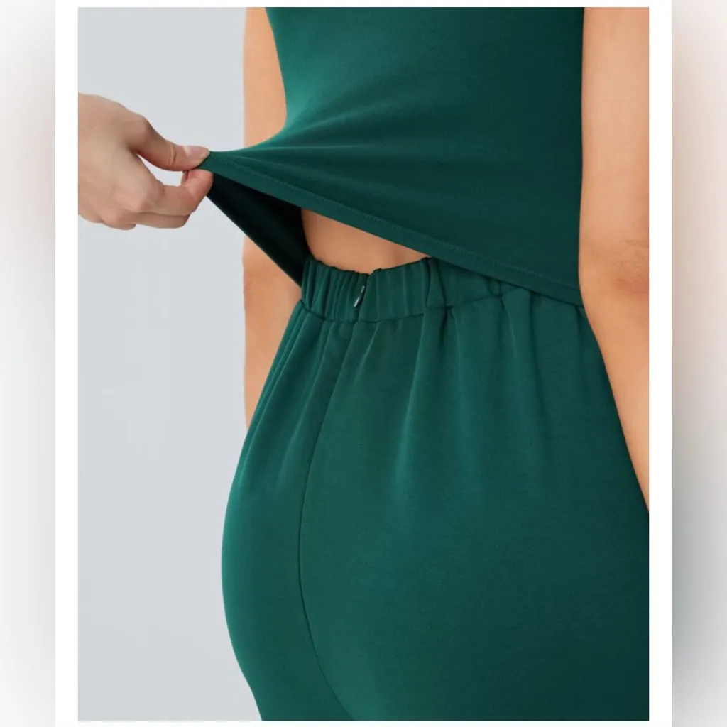 NWT HALARA SculptKnit V Neck Sleeveless Ruched Pocket Jumpsuit-Easy Peezy SIZE M - Image 5